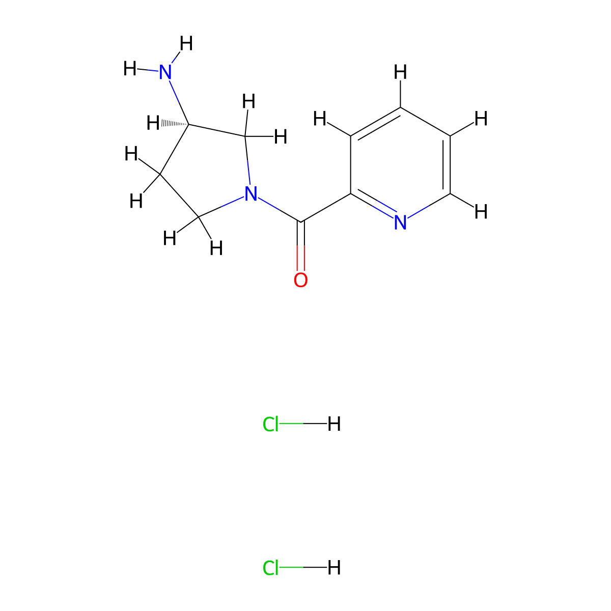 (R)-(3-Aminopyrrolidin-1-yl)(pyridin-2-yl)methanone dihydrochloride molecular structure, CAS 1286208-51-2