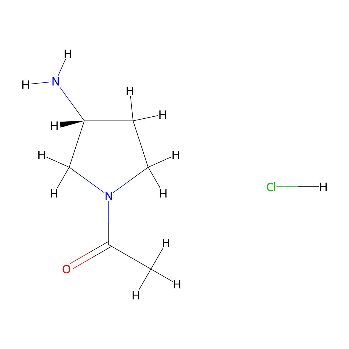 1-((3R)-3-aminopyrrolidin-1-yl)ethan-1-one hydrochloride molecular structure, CAS 1286208-55-6