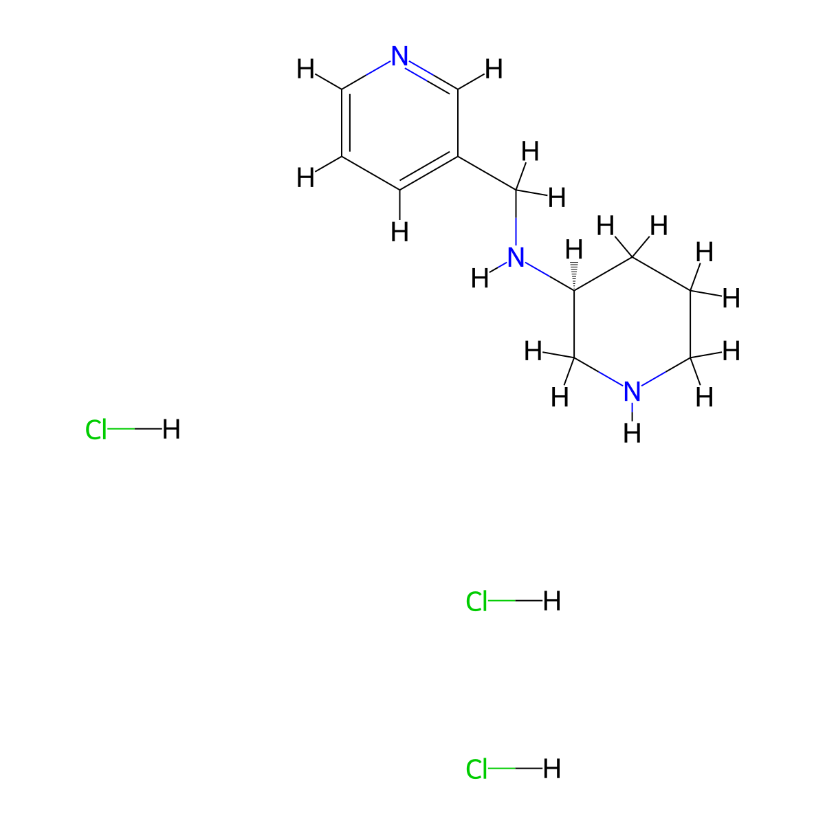 (S)-N-(Pyridin-3-ylmethyl)piperidin-3-amine trihydrochloride molecular structure, CAS 1286208-56-7