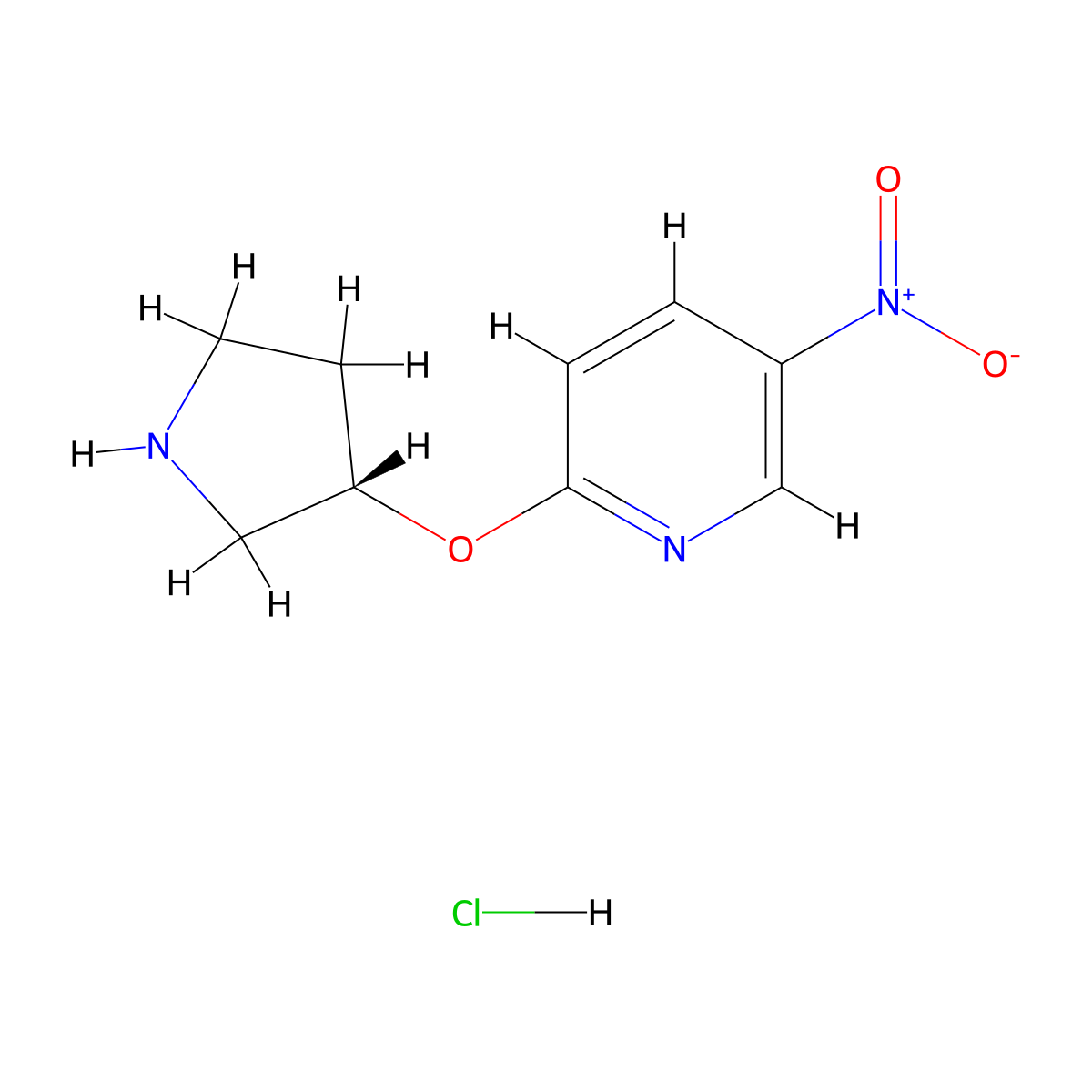 (S)-5-Nitro-2-(pyrrolidin-3-yloxy)pyridine hydrochloride molecular structure, CAS 1286208-57-8