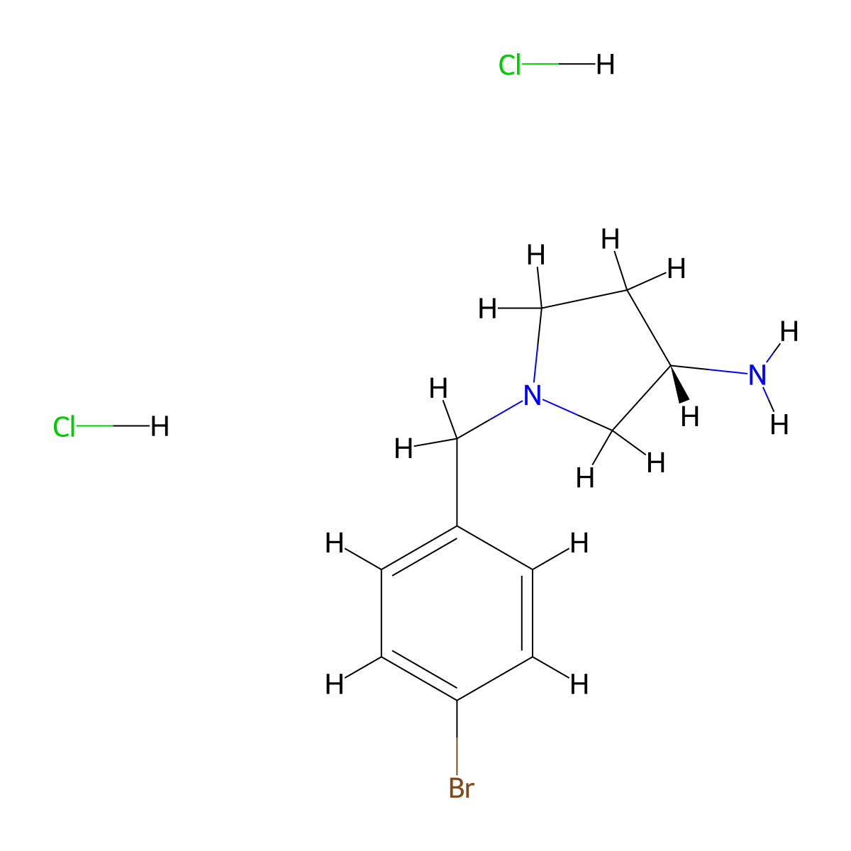 (S)-1-(4-Bromobenzyl)pyrrolidin-3-amine dihydrochloride molecular structure, CAS 1286208-58-9