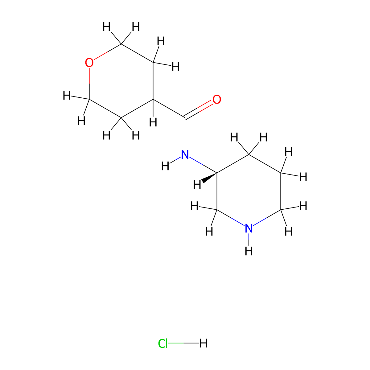 (R)-N-(Piperidin-3-yl)-tetrahydro-2H-pyran-4-carboxamide hydrochloride molecular structure, CAS 1286208-60-3