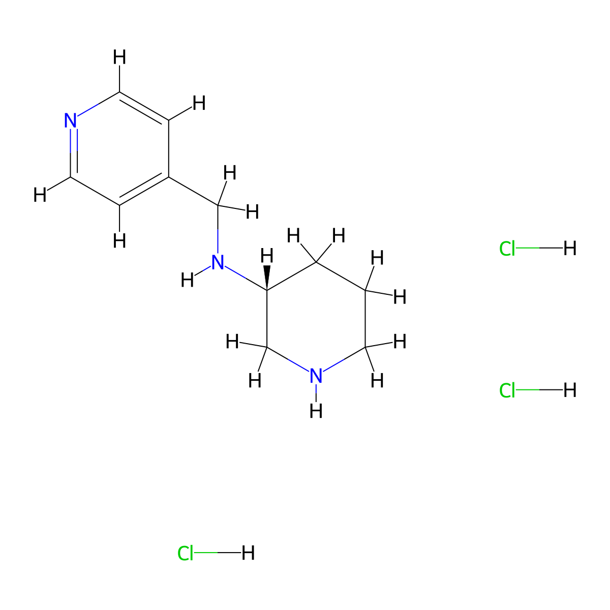 (R)-N-(Pyridin-4-ylmethyl)piperidin-3-amine trihydrochloride molecular structure, CAS 1286208-65-8