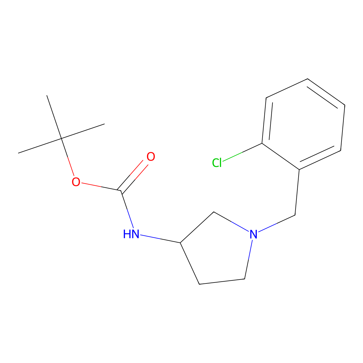 (S)-tert-Butyl 1-(2-chlorobenzyl)pyrrolidin-3-ylcarbamate molecular structure, CAS 1286208-66-9