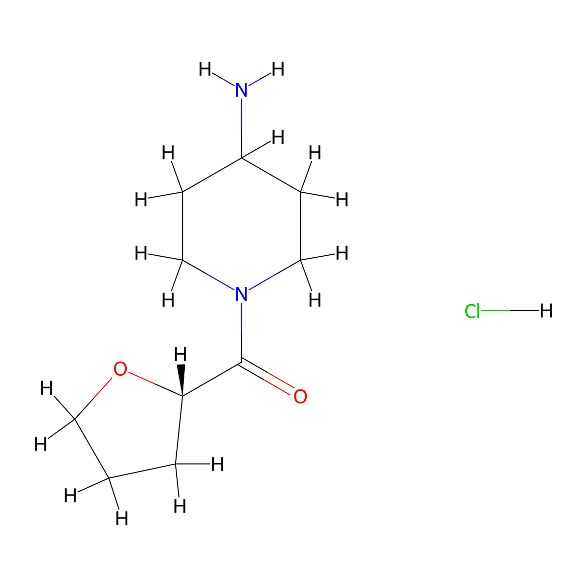 (S)-(4-Aminopiperidin-1-yl)(tetrahydrofuran-2-yl)methanone hydrochloride molecular structure, CAS 1286208-67-0