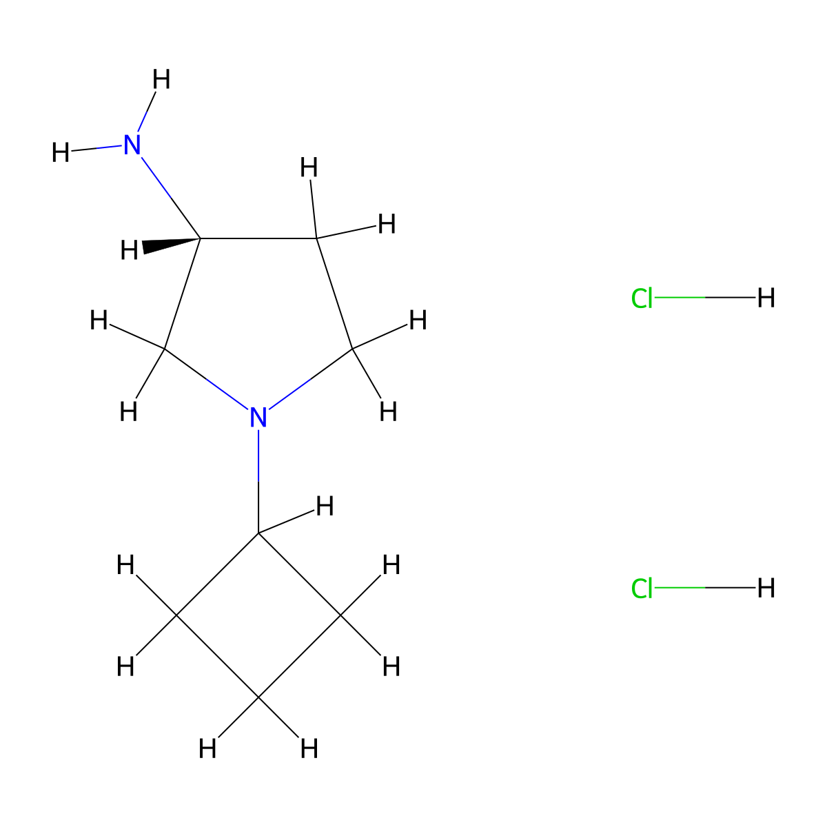 (R)-1-Cyclobutylpyrrolidin-3-amine dihydrochloride molecular structure, CAS 1286208-69-2