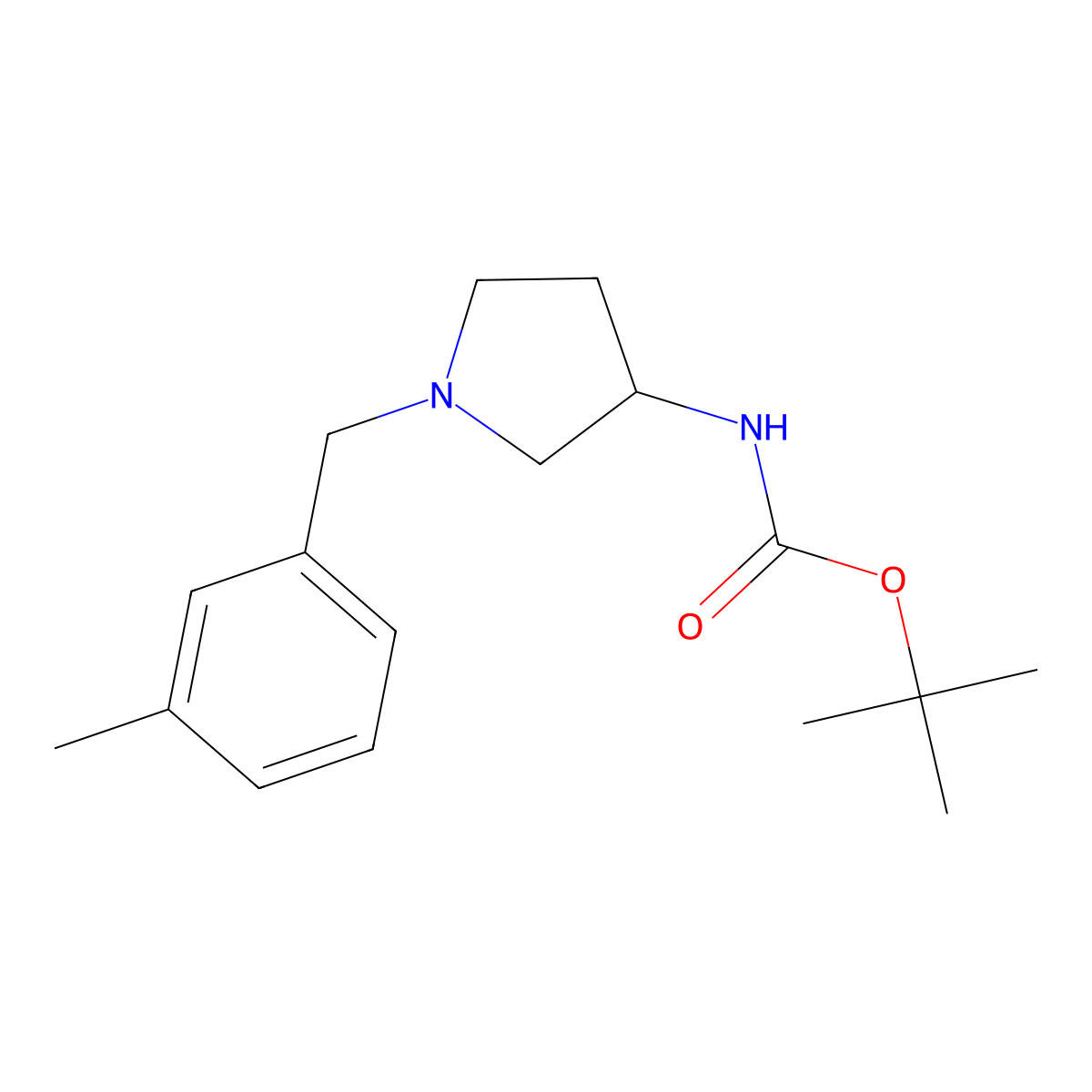 (S)-tert-Butyl 1-(3-methylbenzyl)pyrrolidin-3-ylcarbamate molecular structure, CAS 1286208-70-5