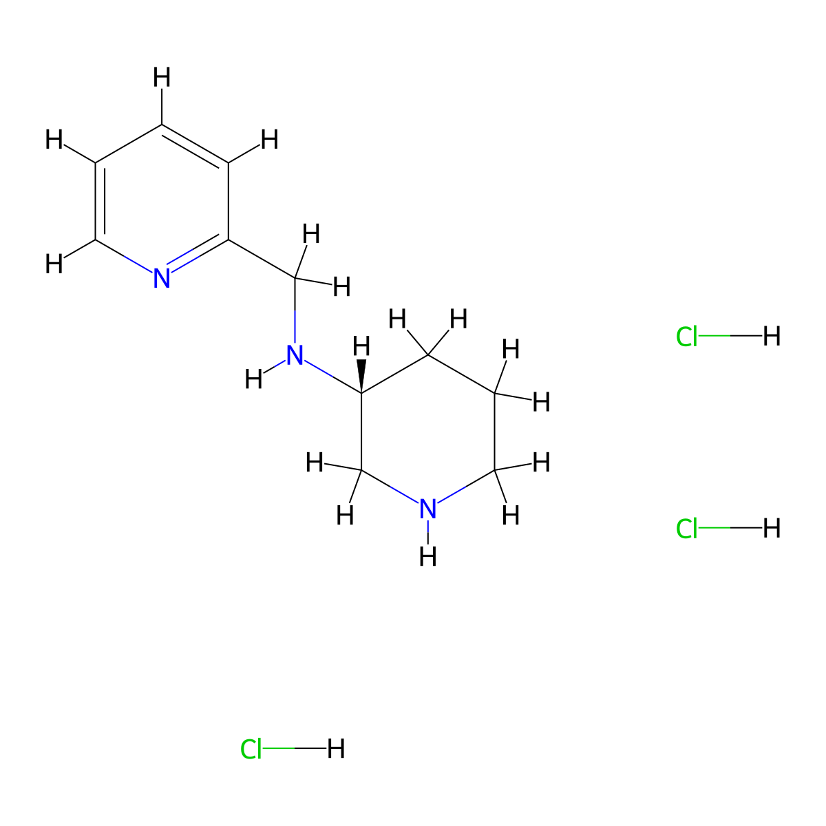 (R)-N-(Pyridin-2-ylmethyl)piperidin-3-amine trihydrochloride molecular structure, CAS 1286208-76-1