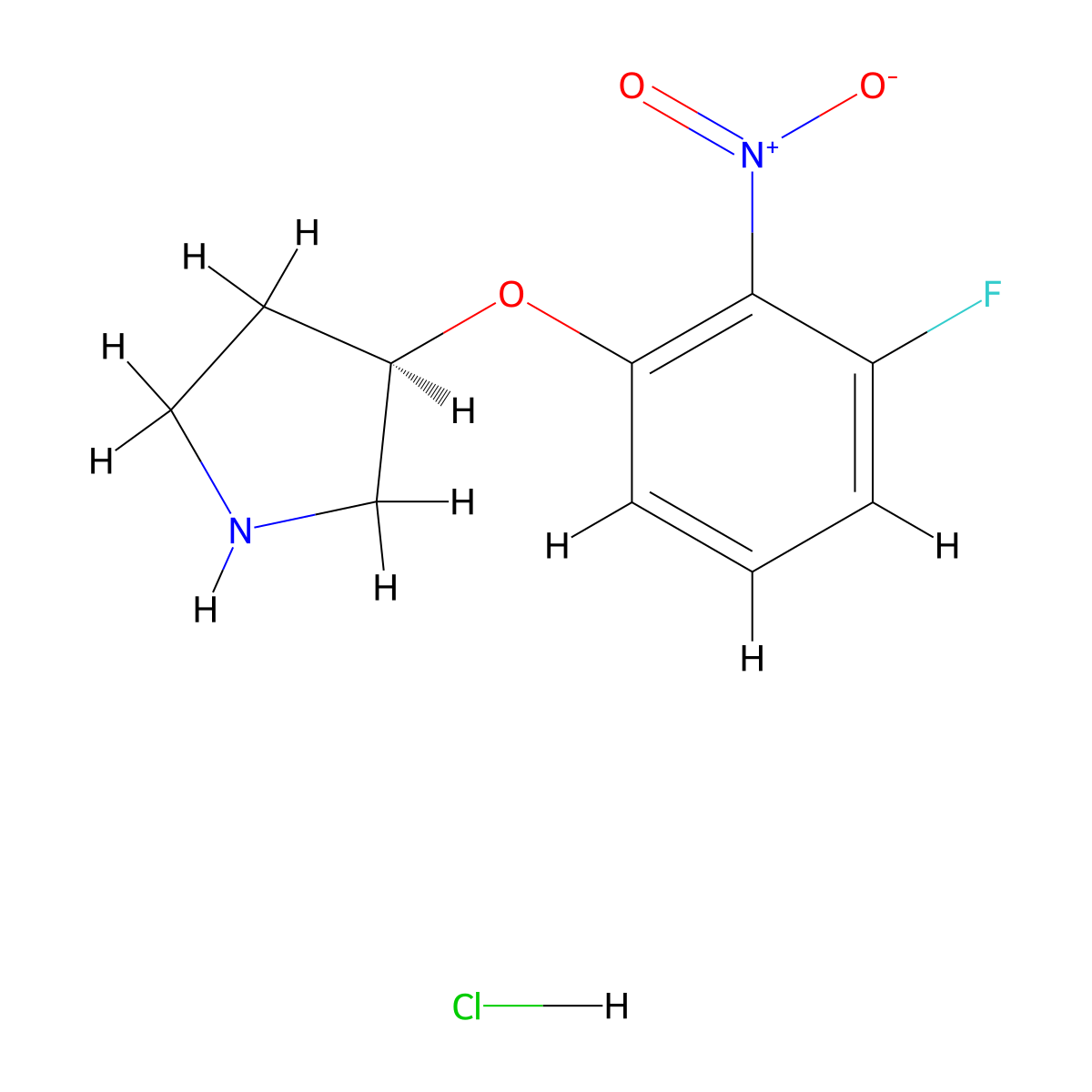 (R)-3-(3-Fluoro-2-nitrophenoxy)pyrrolidine hydrochloride molecular structure, CAS 1286208-77-2