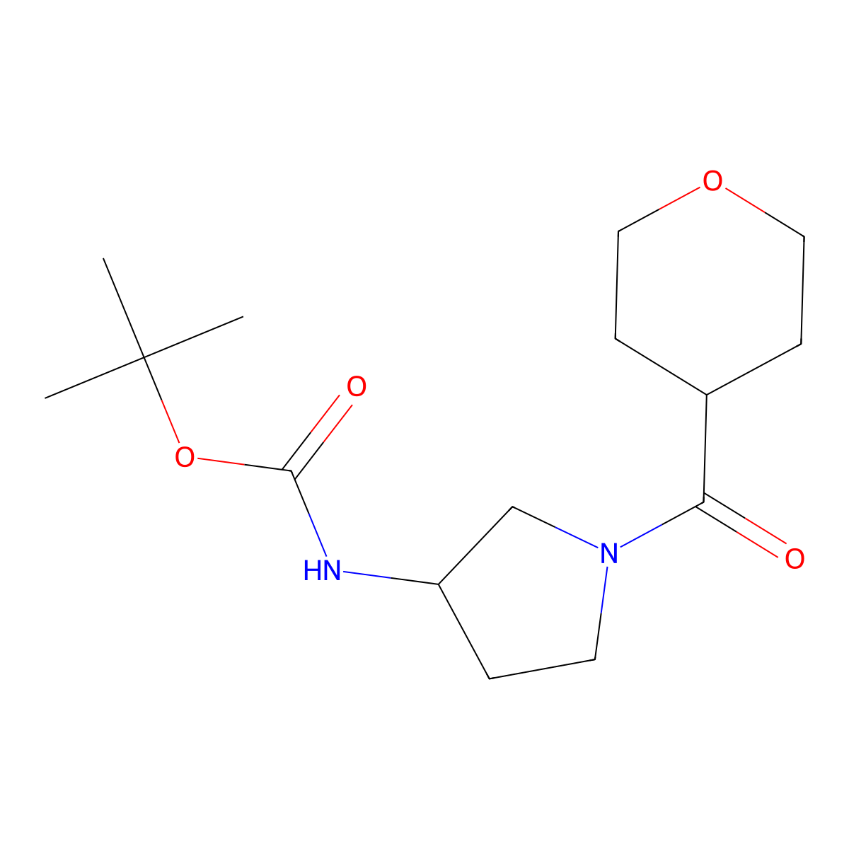 (R)-tert-Butyl 1-(tetrahydro-2H-pyran-4-carbonyl)pyrrolidin-3-ylcarbamate molecular structure, CAS 1286208-81-8