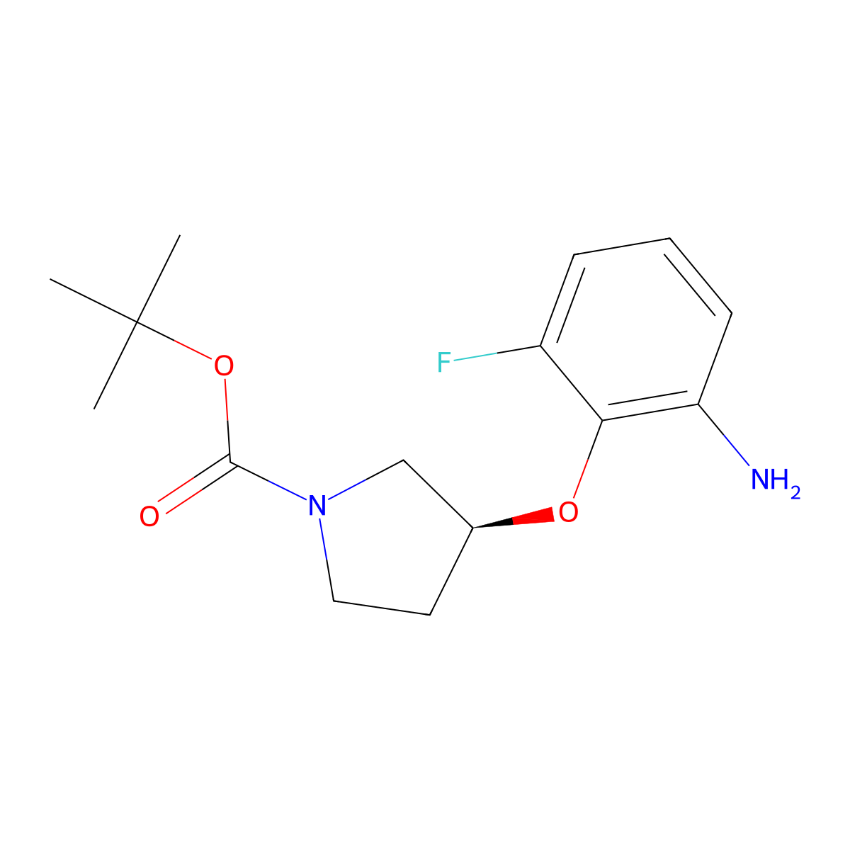 (S)-tert-Butyl 3-(2-amino-6-fluorophenoxy)pyrrolidine-1-carboxylate molecular structure, CAS 1286208-82-9