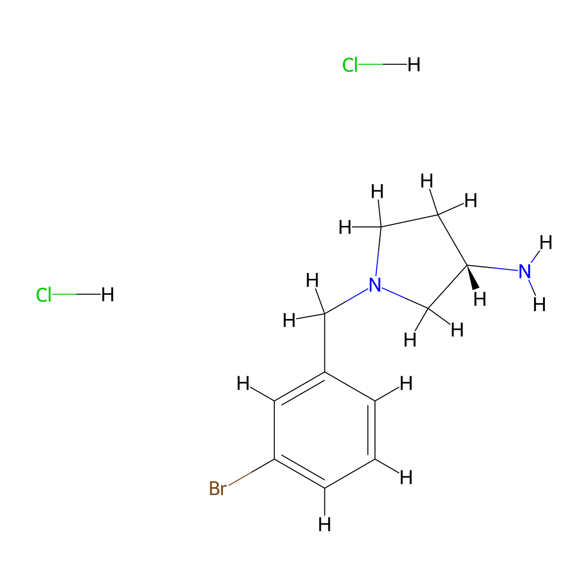 (S)-1-(3-Bromobenzyl)pyrrolidin-3-amine dihydrochloride molecular structure, CAS 1286208-86-3