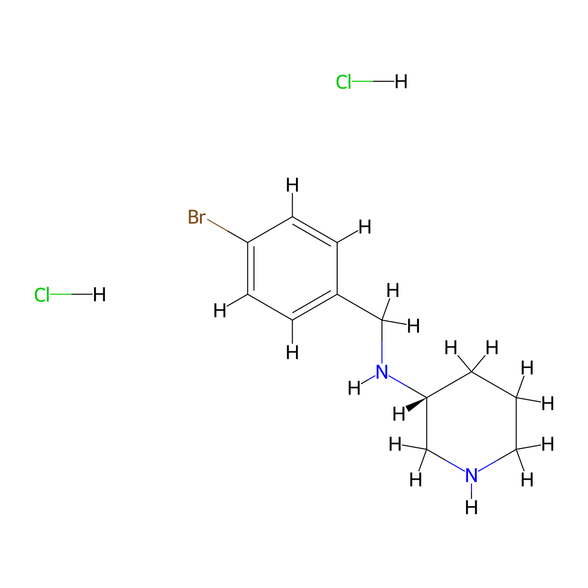 (R)-N-[(4-Bromophenyl)methyl]piperidin-3-amine dihydrochloride molecular structure, CAS 1286208-87-4