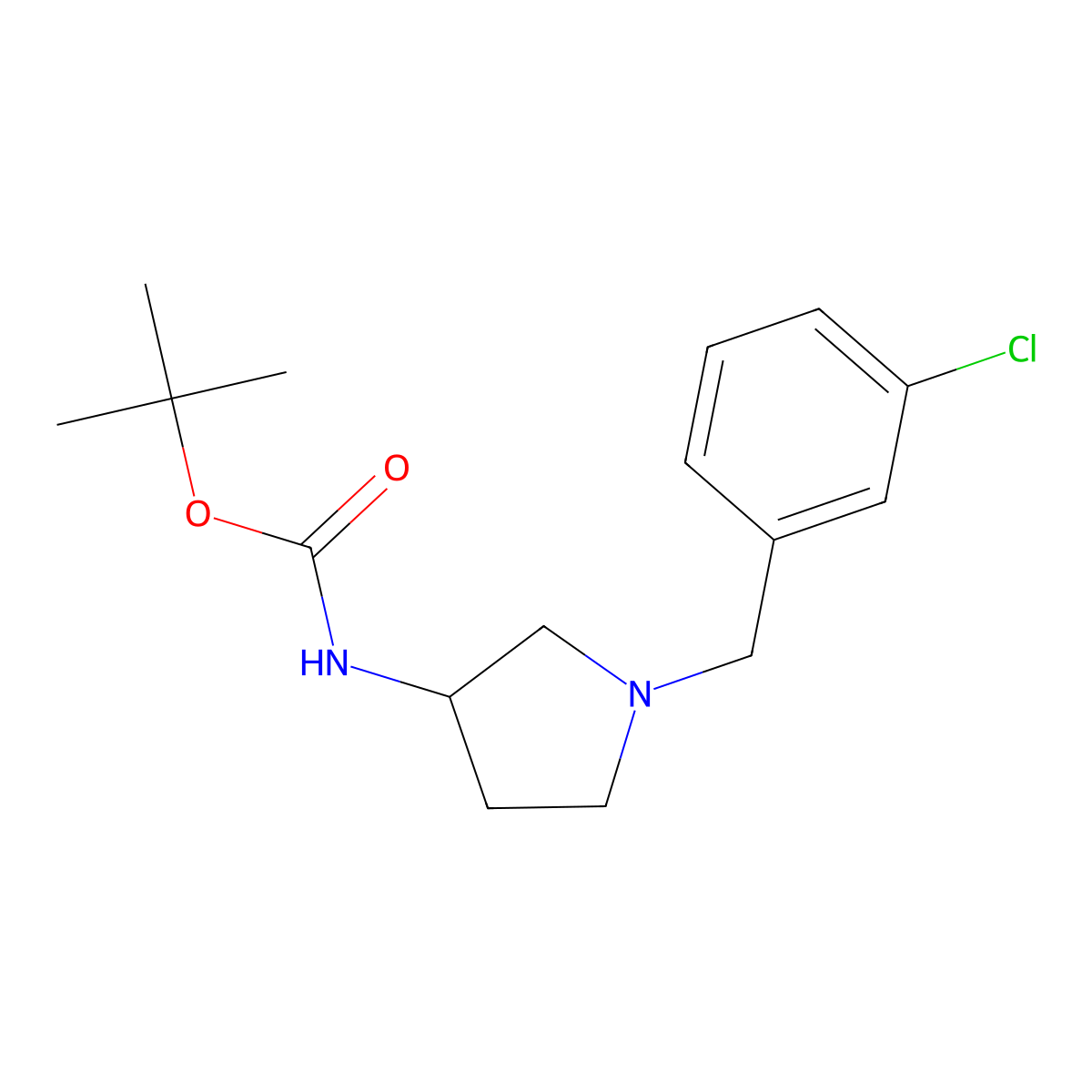 (R)-tert-Butyl 1-(3-chlorobenzyl)pyrrolidin-3-ylcarbamate molecular structure, CAS 1286208-89-6