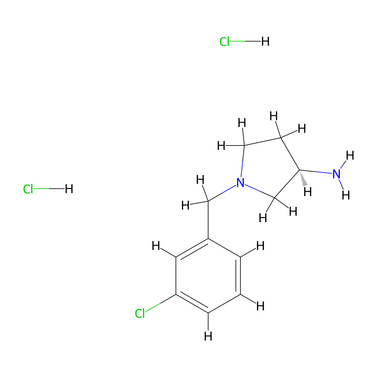 (R)-1-(3-Chlorobenzyl)pyrrolidin-3-amine dihydrochloride molecular structure, CAS 1286208-91-0