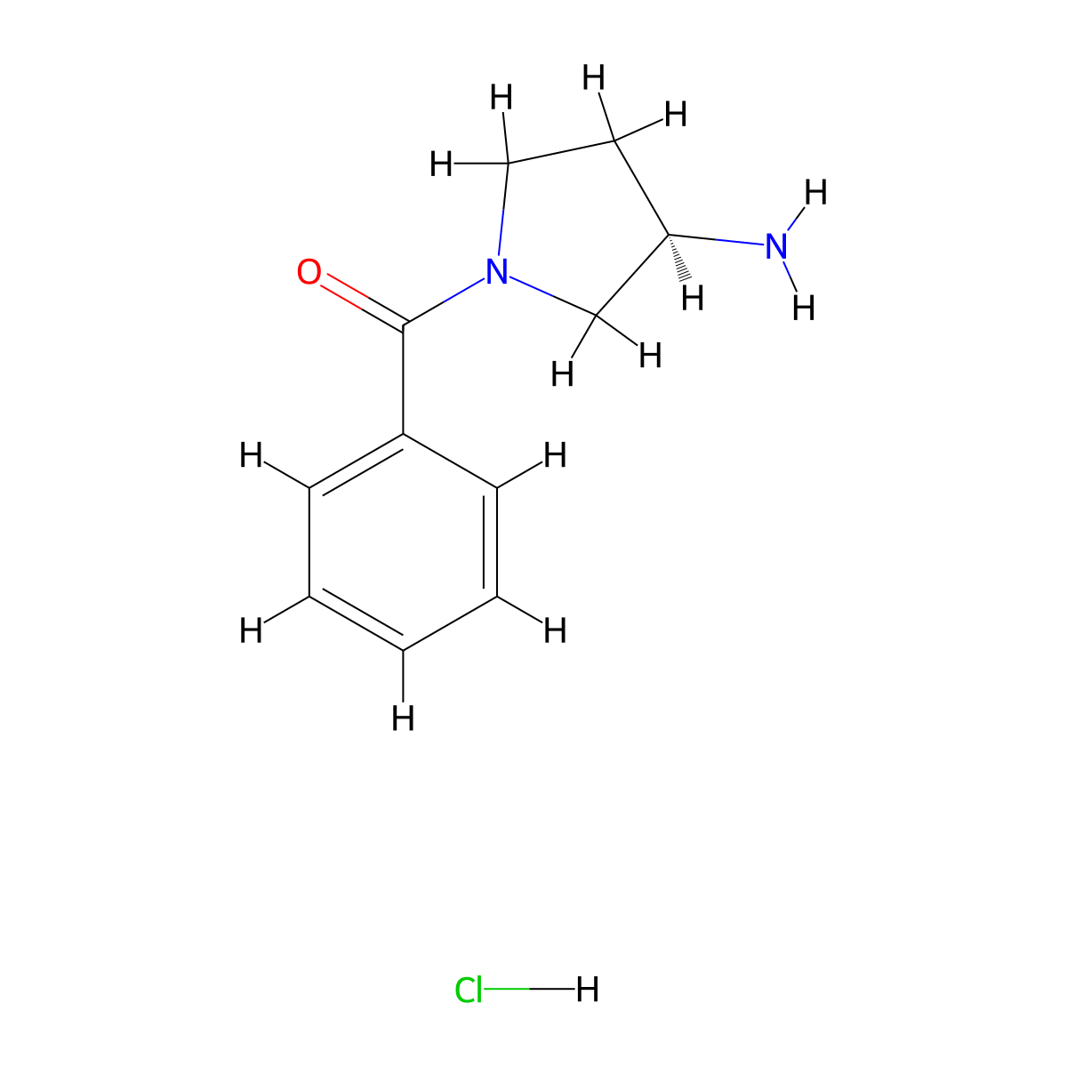 (R)-(3-Aminopyrrolidin-1-yl)(phenyl)methanone hydrochloride molecular structure, CAS 1286208-94-3