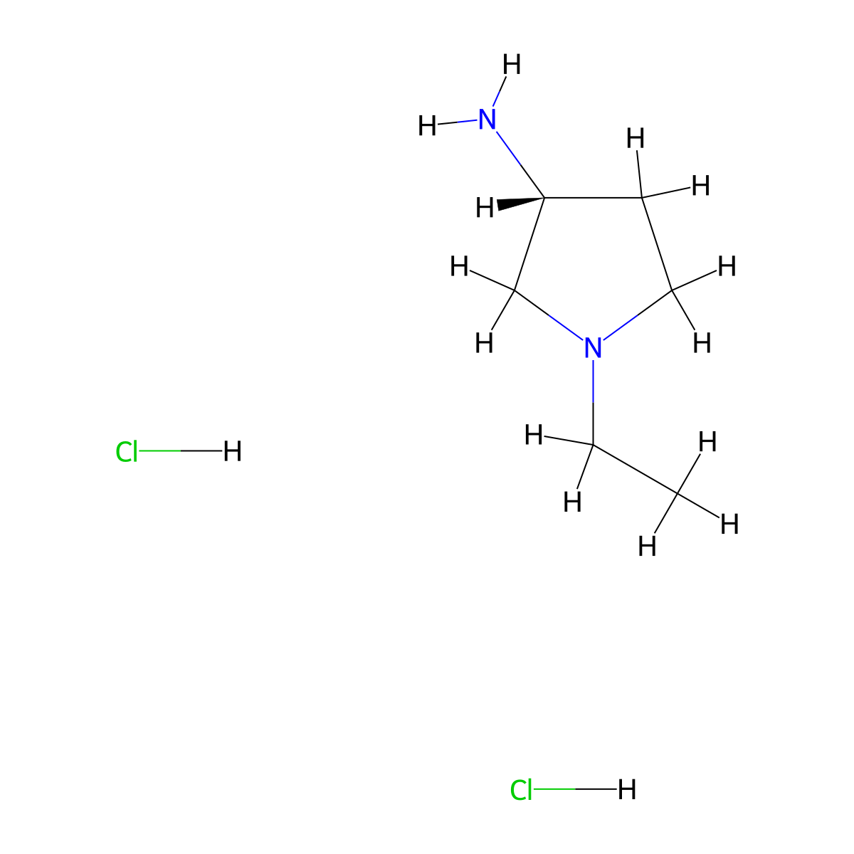 (3R)-1-ethylpyrrolidin-3-amine dihydrochloride molecular structure, CAS 1286208-97-6