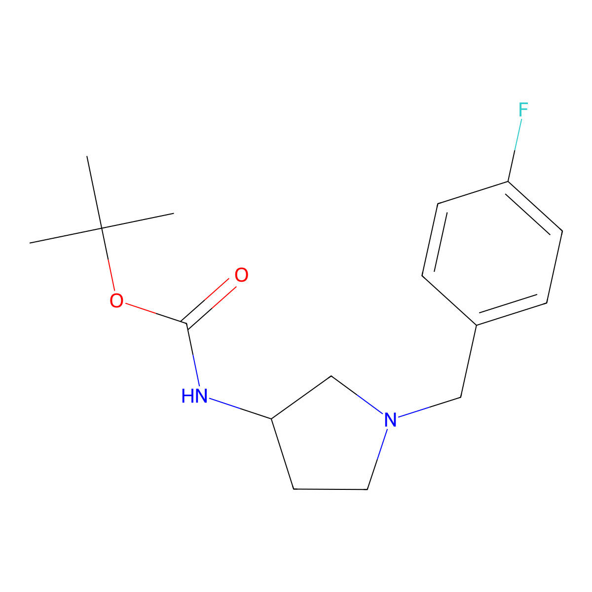 (R)-tert-Butyl 1-(4-fluorobenzyl)pyrrolidin-3-ylcarbamate molecular structure, CAS 1286209-01-5