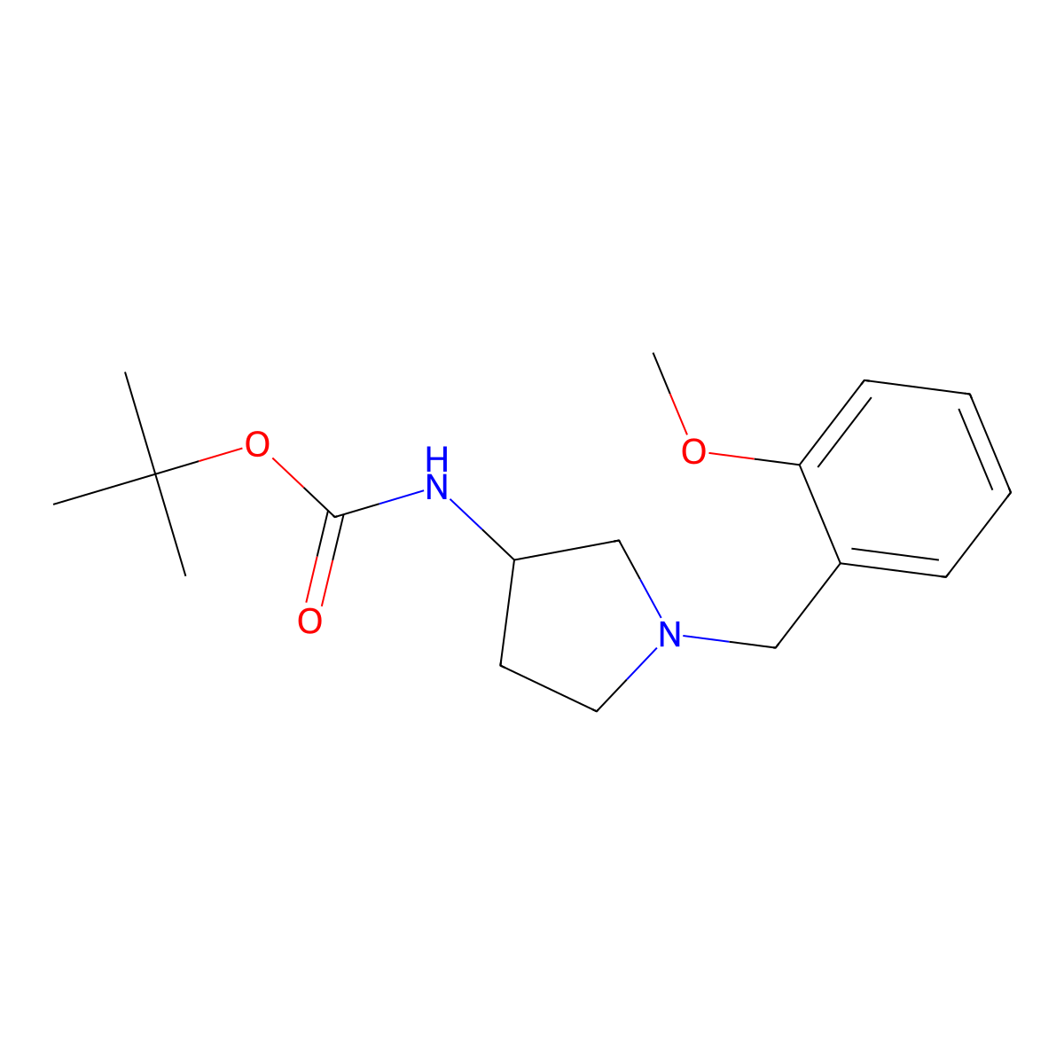 (S)-tert-Butyl 1-(2-methoxybenzyl)pyrrolidin-3-ylcarbamate molecular structure, CAS 1286209-04-8