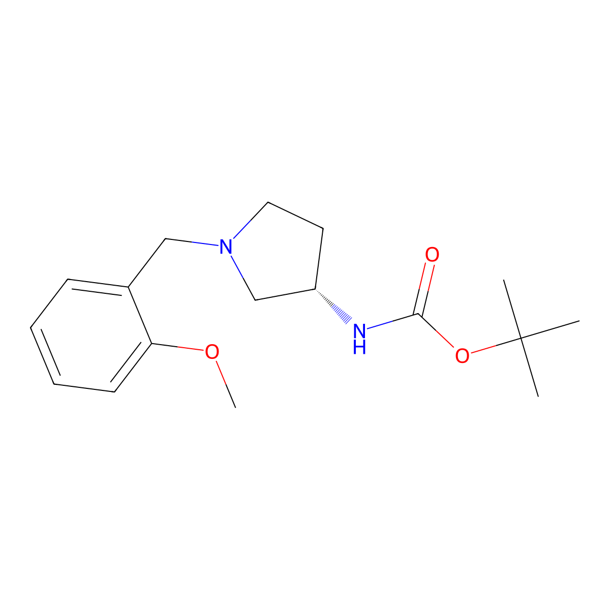 (S)-tert-Butyl 1-(2-methoxybenzyl)pyrrolidin-3-ylcarbamate molecular structure, CAS 1286209-04-8