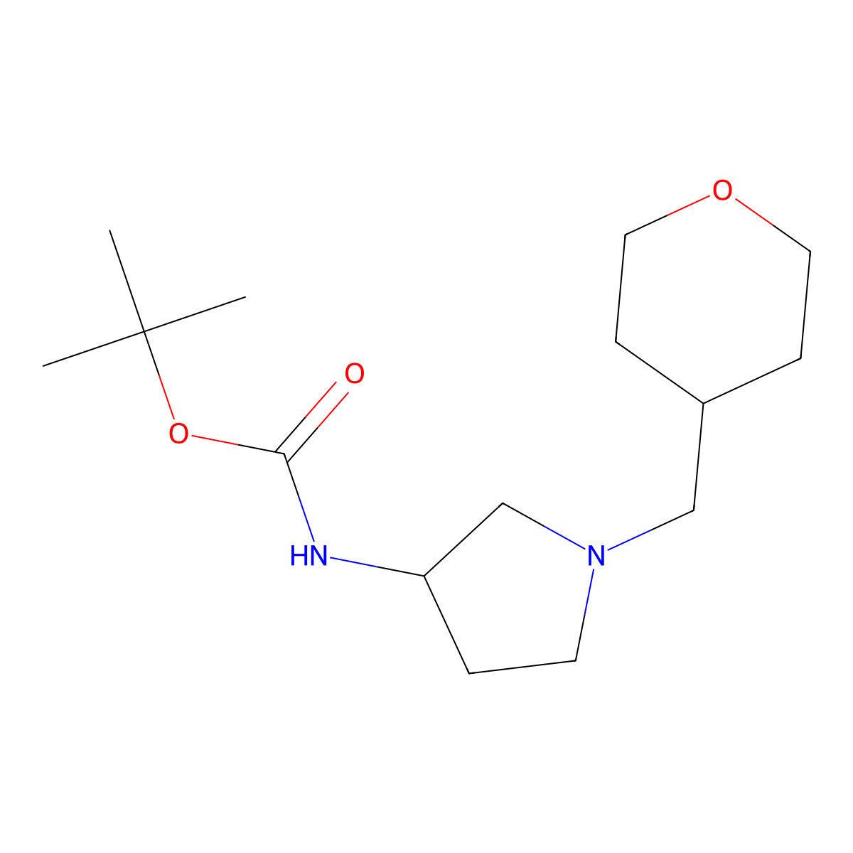 (S)-tert-Butyl 1-(oxan-4-ylmethyl)pyrrolidin-3-ylcarbamate molecular structure, CAS 1286209-07-1