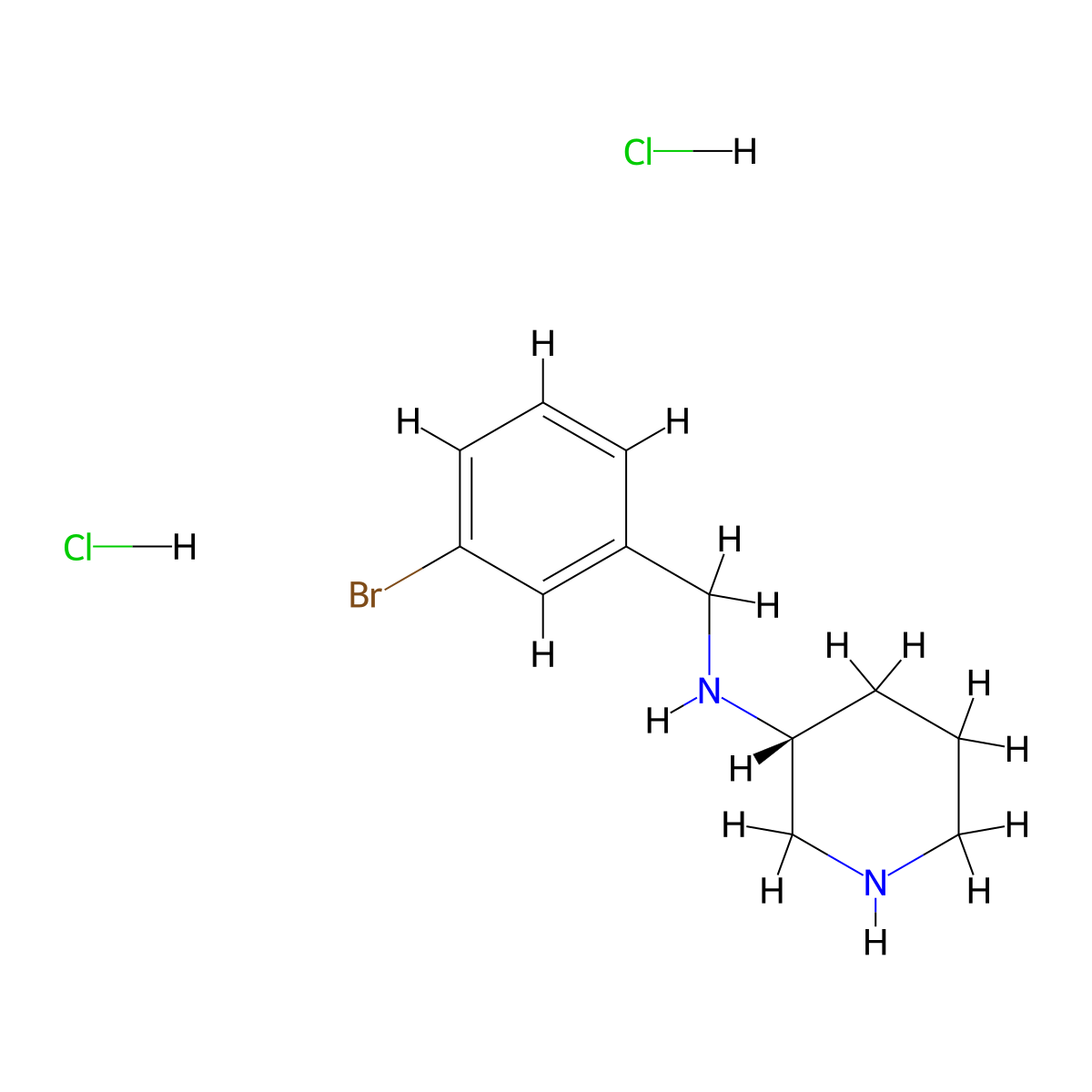 (R)-N-[(3-Bromophenyl)methyl]piperidin-3-amine dihydrochloride molecular structure, CAS 1286209-08-2