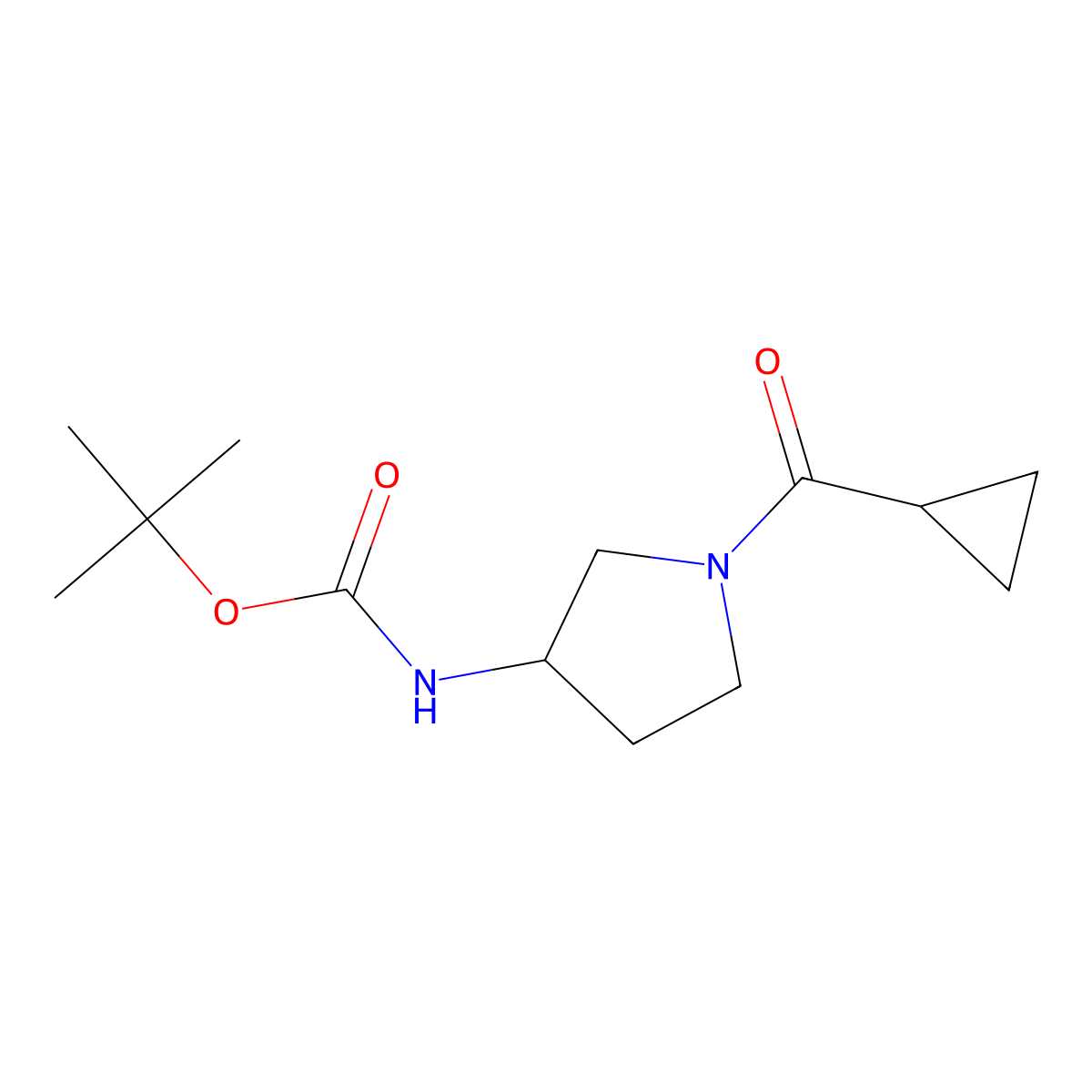 (S)-tert-Butyl 1-(cyclopropanecarbonyl)pyrrolidin-3-ylcarbamate molecular structure, CAS 1286209-11-7