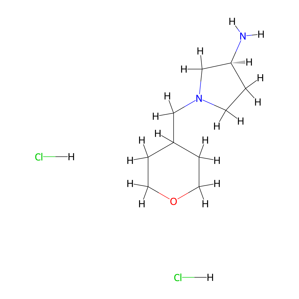 (S)-1-(Oxan-4-ylmethyl)pyrrolidin-3-amine dihydrochloride molecular structure, CAS 1286209-15-1