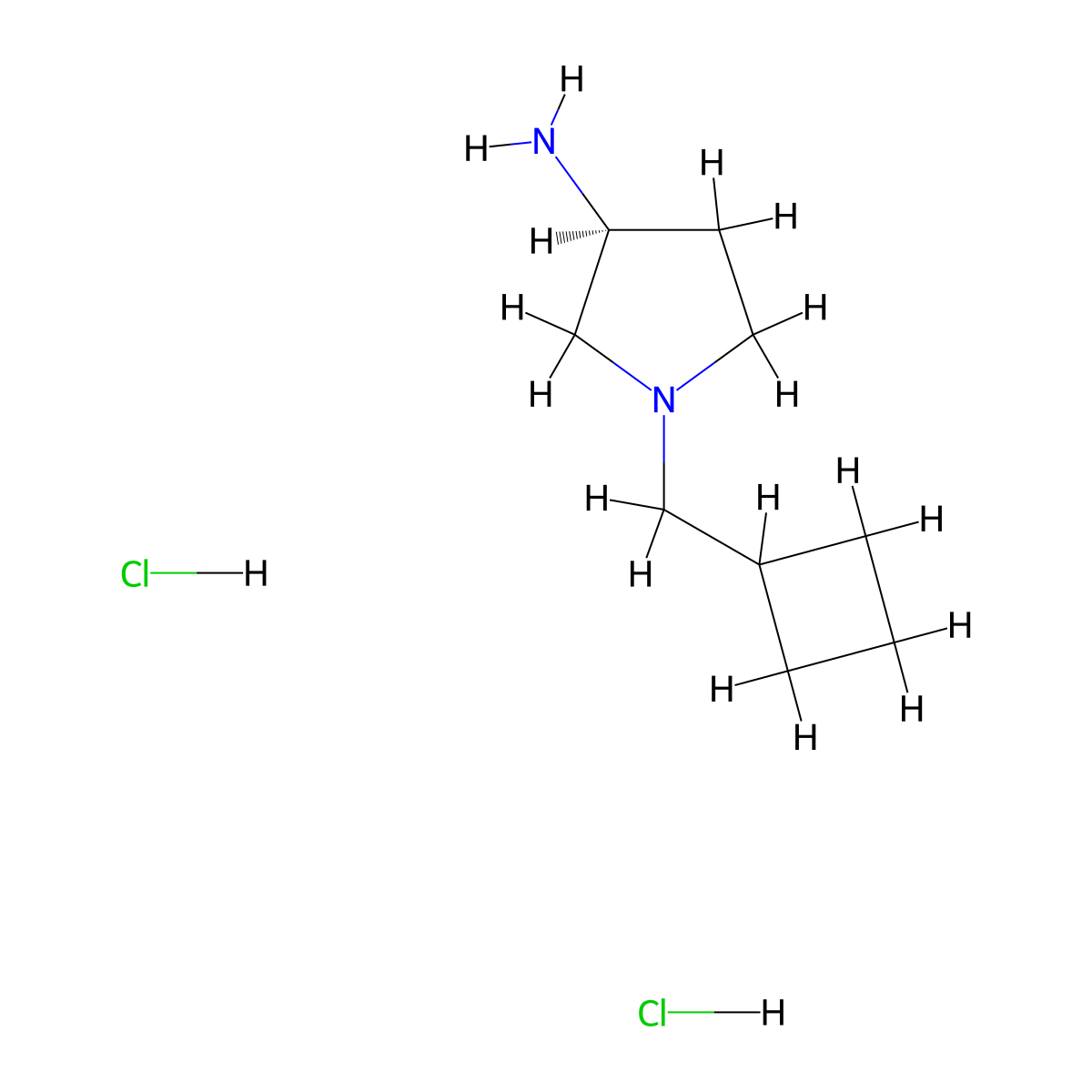 (S)-1-(Cyclobutylmethyl)pyrrolidin-3-amine dihydrochloride molecular structure, CAS 1286209-18-4