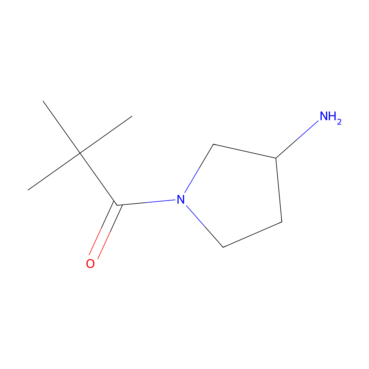 (R)-1-(3-Aminopyrrolidin-1-yl)-2,2-dimethylpropan-1-one molecular structure, CAS 1286209-20-8