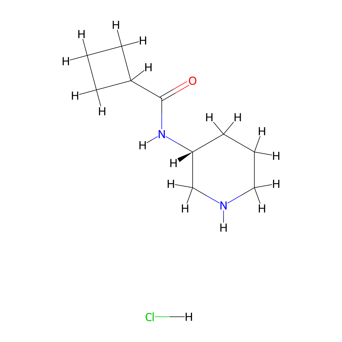 (R)-N-(Piperidin-3-yl)cyclobutanecarboxamide hydrochloride molecular structure, CAS 1286209-22-0