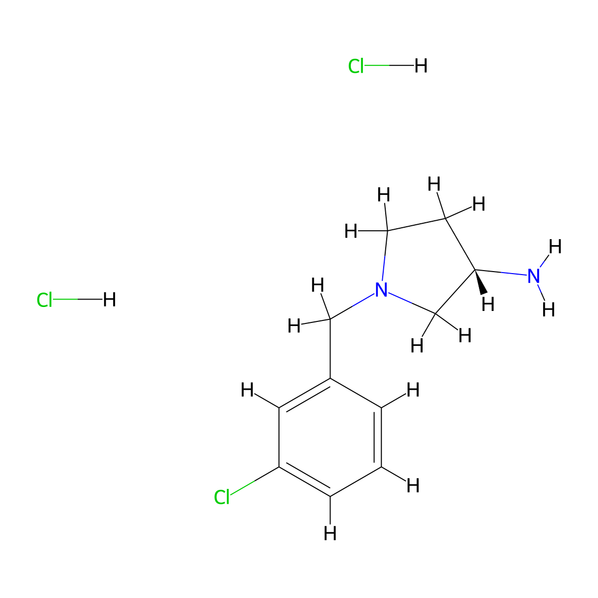 (S)-1-(3-Chlorobenzyl)pyrrolidin-3-amine dihydrochloride molecular structure, CAS 1286209-25-3