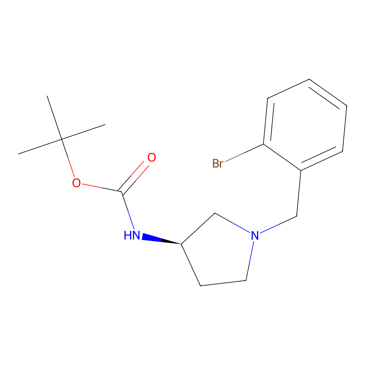 (R)-tert-Butyl 1-(2-bromobenzyl)pyrrolidin-3-ylcarbamate molecular structure, CAS 1286209-26-4