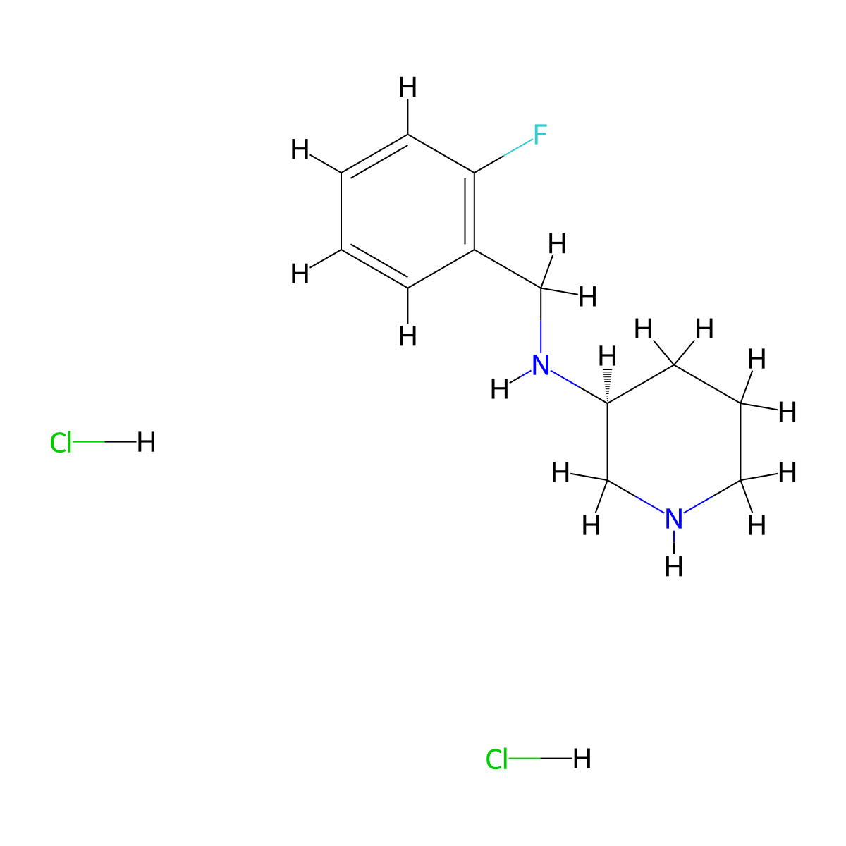 (S)-N-[(2-Fluorophenyl)methyl]piperidin-3-amine dihydrochloride molecular structure, CAS 1286209-37-7