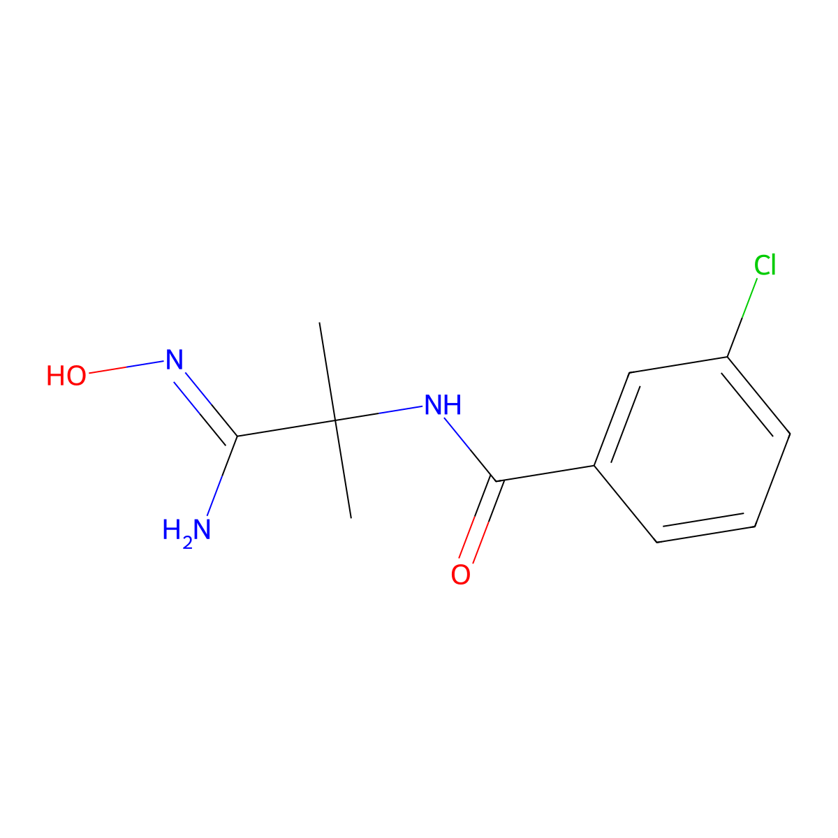 3-chloro-N-[1-(N'-hydroxycarbamimidoyl)-1-methylethyl]benzamide molecular structure, CAS 1286215-09-5