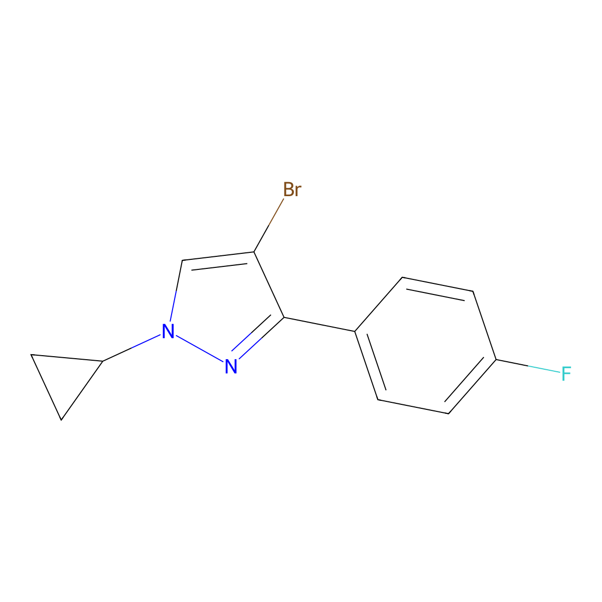 4-bromo-1-cyclopropyl-3-(4-fluorophenyl)-1H-pyrazole molecular structure, CAS 1286230-72-5
