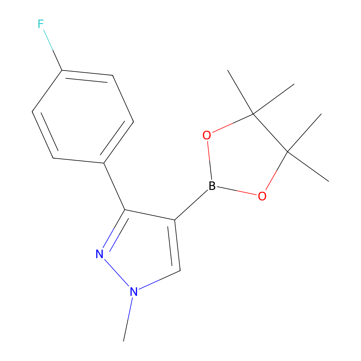 3-(4-fluorophenyl)-1-methyl-4-(4,4,5,5-tetramethyl-1,3,2-dioxaborolan-2-yl)-1H-pyrazole molecular structure, CAS 1286230-78-1