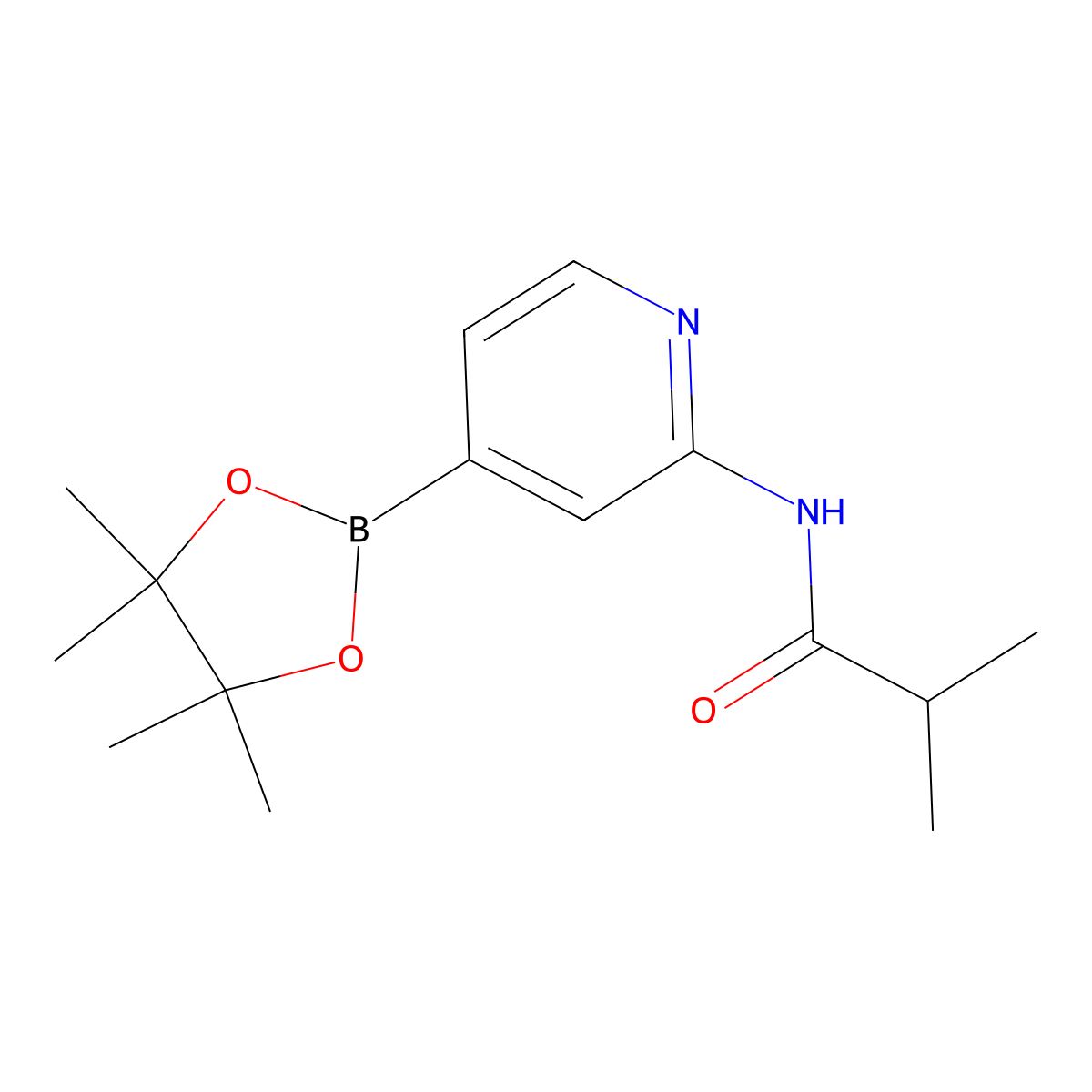 N-(4-(4,4,5,5-tetraMethyl-1,3,2-dioxaborolan-2-yl)pyridin-2-yl)isobutyraMide molecular structure, CAS 1286230-84-9