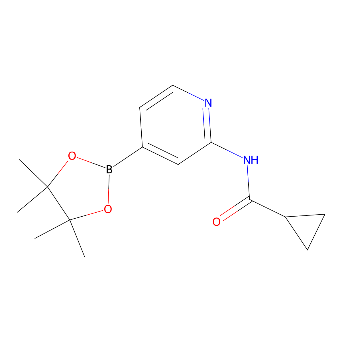 N-(4-(4,4,5,5-Tetramethyl-1,3,2-dioxaborolan-2-YL)pyridin-2-YL)cyclopropanecarboxamide molecular structure, CAS 1286230-87-2