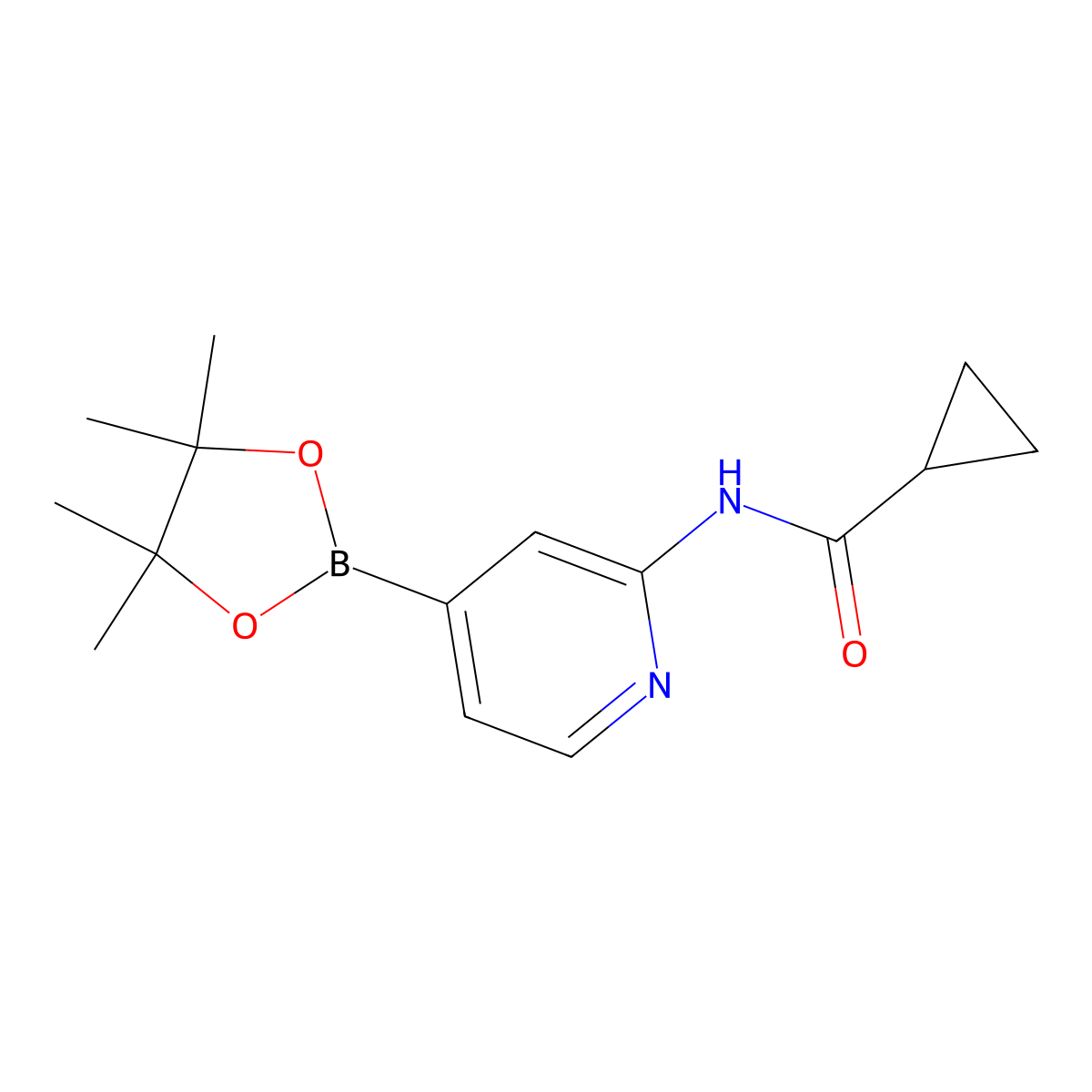 N-(4-(4,4,5,5-Tetramethyl-1,3,2-dioxaborolan-2-YL)pyridin-2-YL)cyclopropanecarboxamide molecular structure, CAS 1286230-87-2