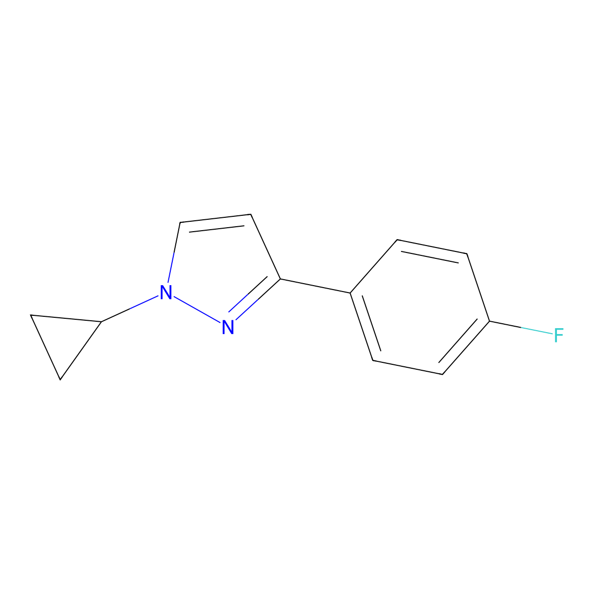 1-cyclopropyl-3-(4-fluorophenyl)-1H-pyrazole molecular structure, CAS 1286230-88-3