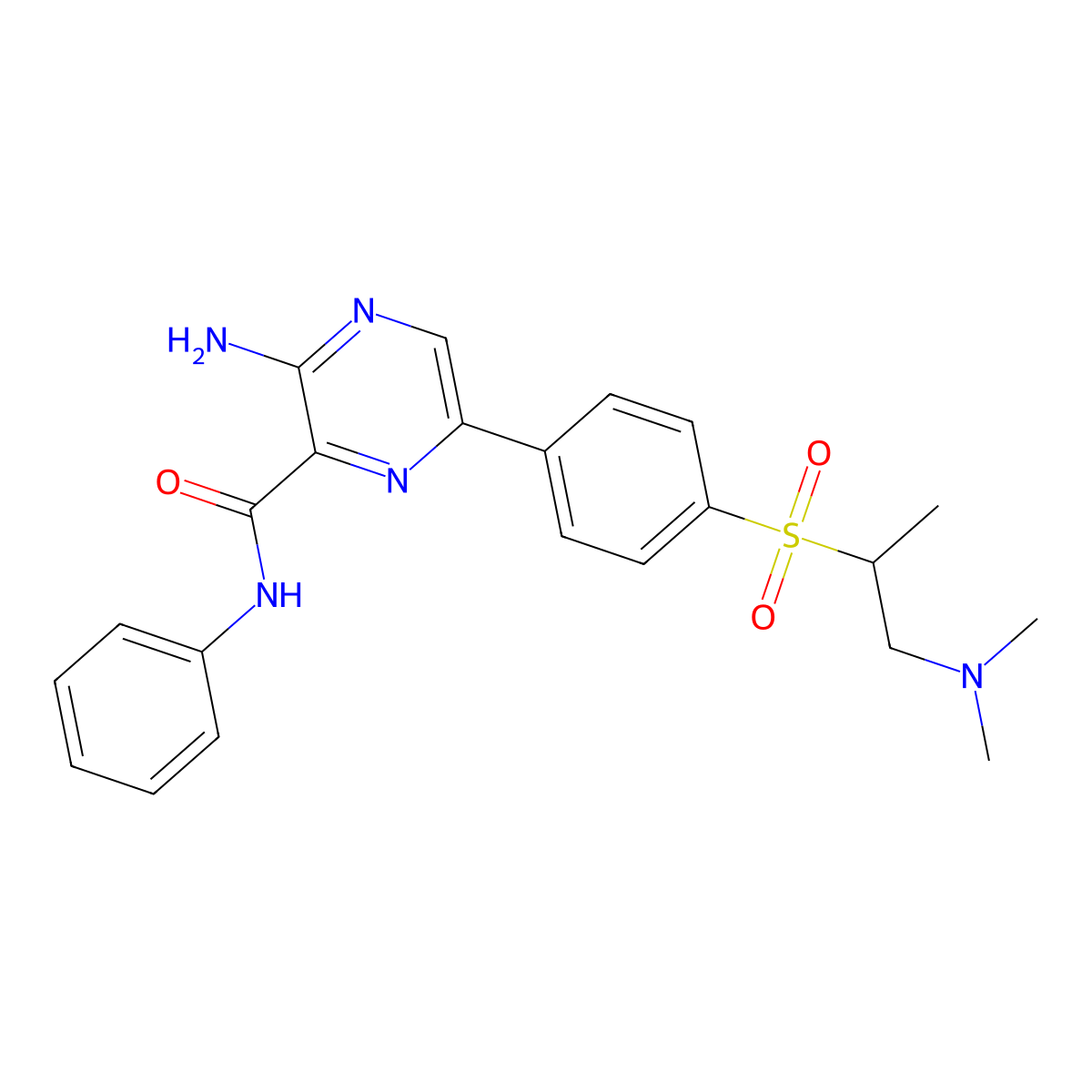 3-Amino-6-[4-[[2-(dimethylamino)-1-methylethyl]sulfonyl]phenyl]-N-phenyl-2-pyrazinecarboxamide molecular structure, CAS 1286238-55-8