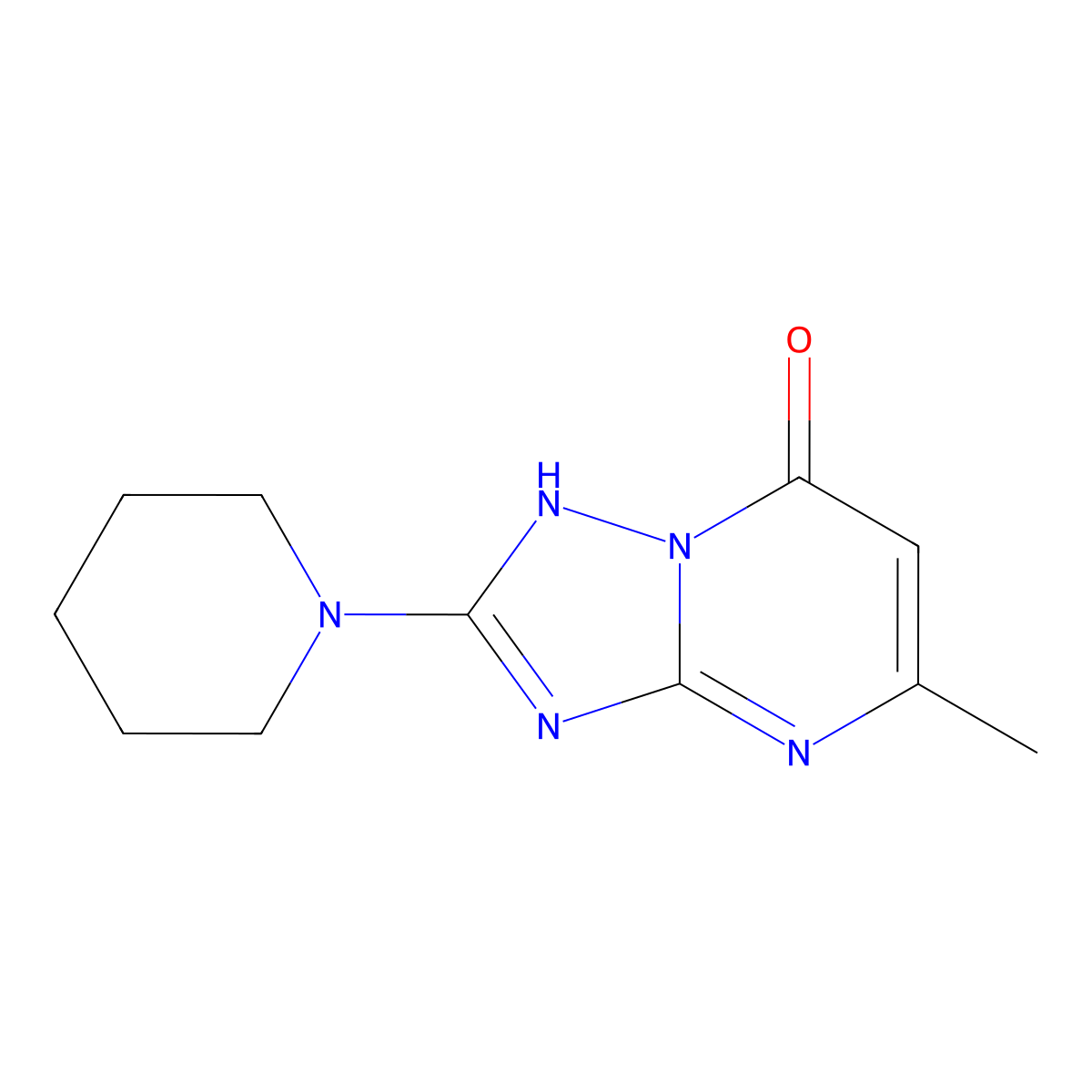 5-Methyl-2-piperidin-1-yl[1,2,4]triazolo[1,5-a]pyrimidin-7(4H)-one molecular structure, CAS 128626-69-7