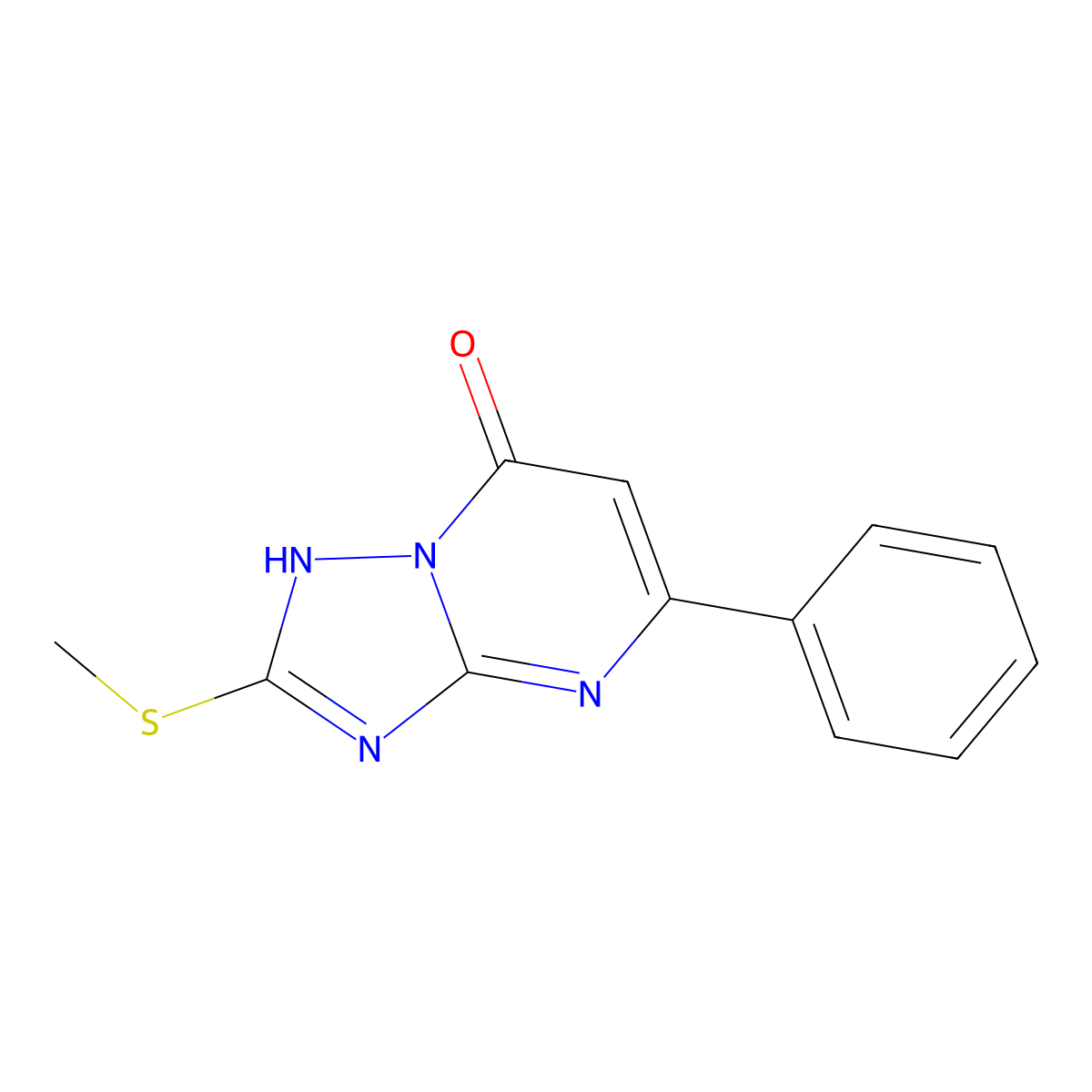 2-Methylsulfanyl-5-phenyl-4H-[1,2,4]triazolo[1,5-a]pyrimidin-7-one molecular structure, CAS 128626-83-5