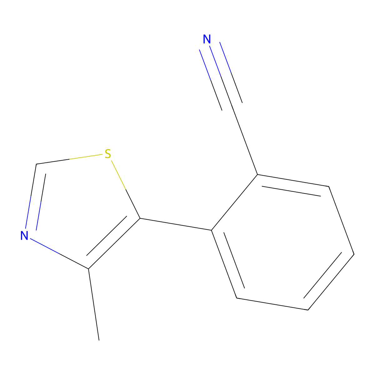 2-(4-methyl-5-thiazolyl)Benzonitrile molecular structure, CAS 1286260-91-0