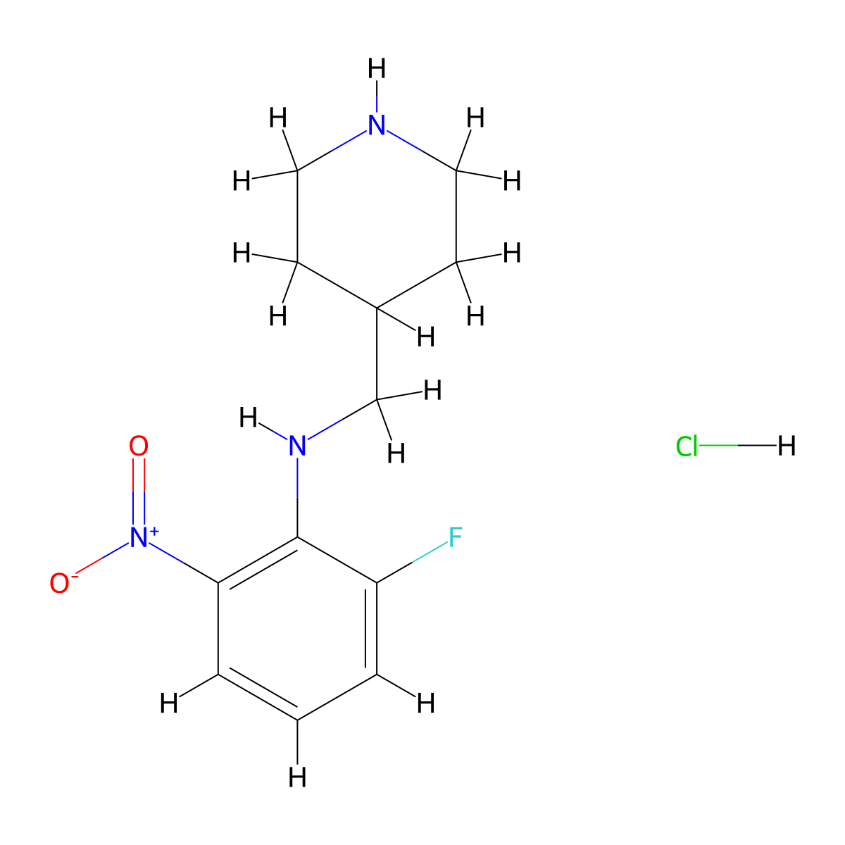 2-Fluoro-6-nitro-N-(piperidin-4-ylmethyl)aniline hydrochloride molecular structure, CAS 1286263-43-1