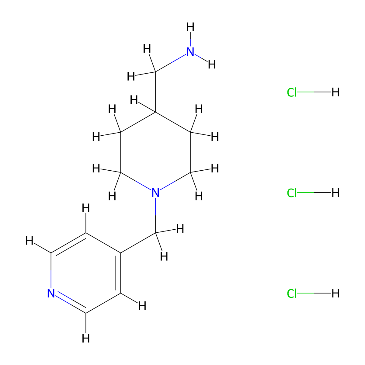 [1-(Pyridin-4-ylmethyl)piperidin-4-yl]methanamine trihydrochloride molecular structure, CAS 1286263-60-2