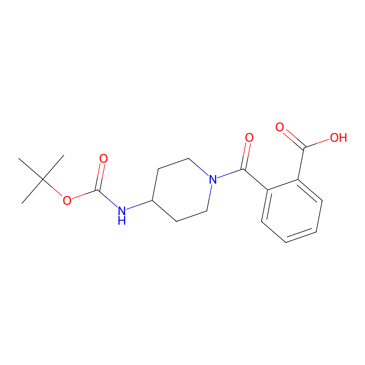 2-[4-(tert-Butoxycarbonylamino)piperidine-1-carbonyl]benzoic acid molecular structure, CAS 1286263-62-4