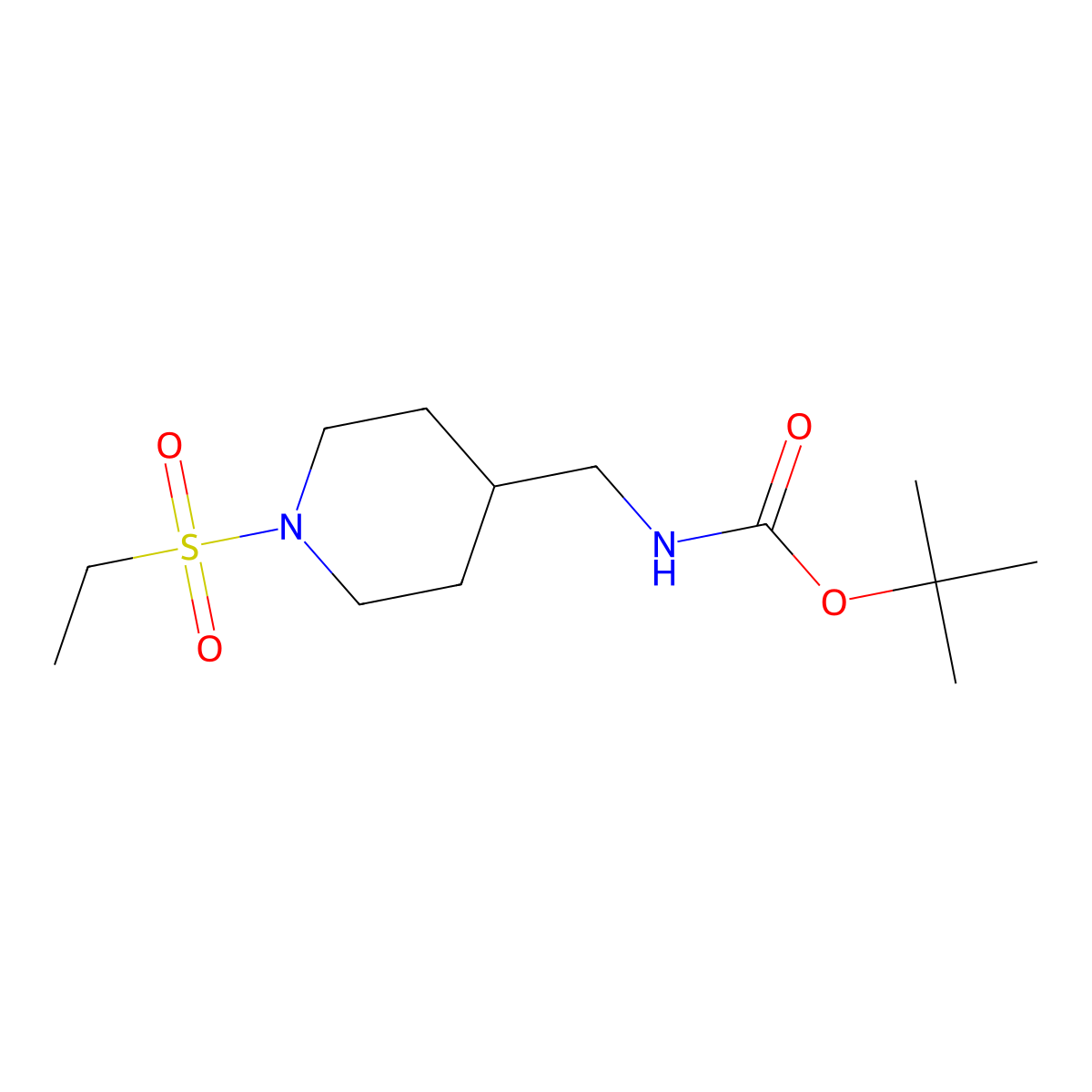 Tert-butyl (1-(ethylsulfonyl)piperidin-4-YL)methylcarbamate molecular structure, CAS 1286263-72-6