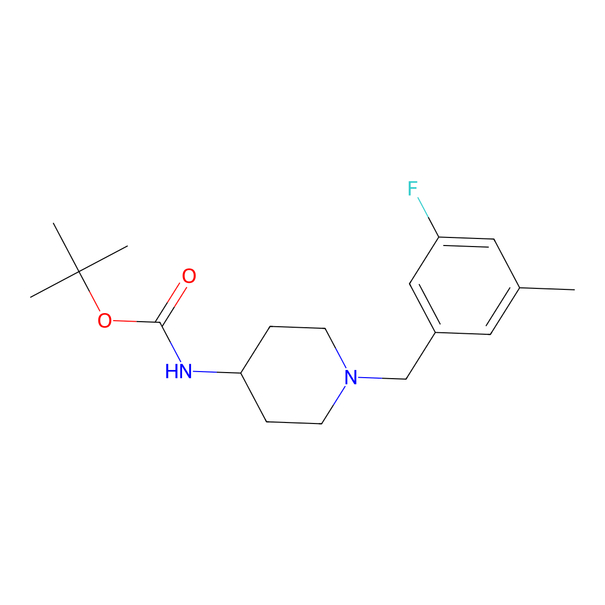 tert-Butyl 1-(3-fluoro-5-methylbenzyl)piperidin-4-ylcarbamate molecular structure, CAS 1286263-97-5